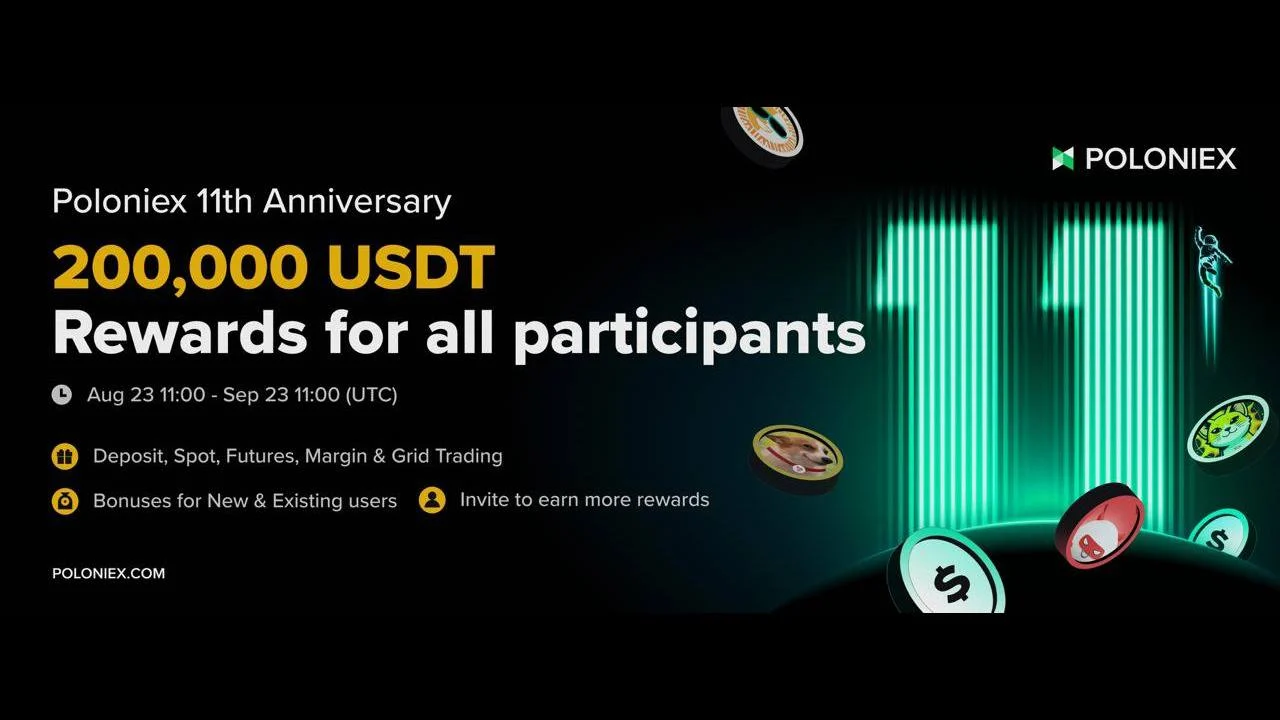11 Ways to Win! Poloniex's 11th Anniversary with 200,000 USDT in Rewards